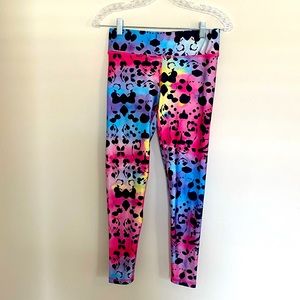 Terez leggings in rainbow color way with black ink blots! Fun!